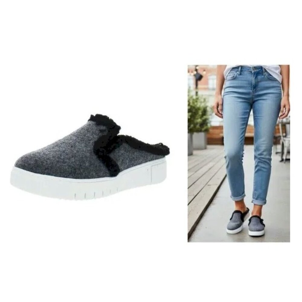 SOUL Naturalizer Grey Faux Fur Lined Slip On Mules Women's Size 9.5Wide New
